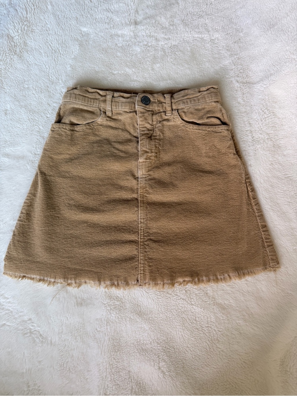 Brandy Melville Corduroy A-Line Mini Skirt in Tan